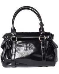Miu Miu - Shiny Leather Top-Handle Bag - Lyst