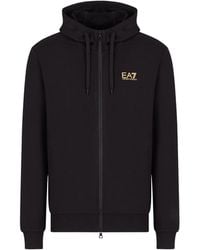 EA7 - Logo-Detail Zip-Up Hoodie - Lyst
