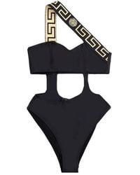 Versace - Cut-Out Grecca Detail Swimsuit - Lyst