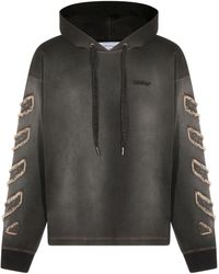 Off-White c/o Virgil Abloh - Frayed Detailed Drawstring Hoodie - Lyst