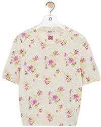 Loewe - Floral Print Knit Short-Sleeve Top - Lyst