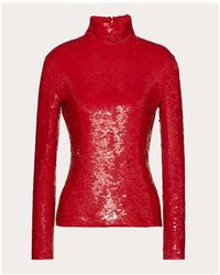 Valentino - Sequinned High-Neck Zip-Up Jacket - Lyst