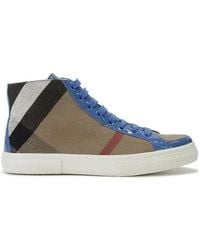 Burberry - Plaid High-Top Casual Shoes - Lyst