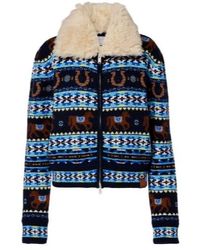 Stella McCartney - Intarsia Virgin Wool Zip-Up Cardigan - Lyst