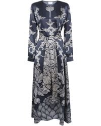 Pierre Louis Mascia - Floral-Print Silk-Satin Midi Dress - Lyst
