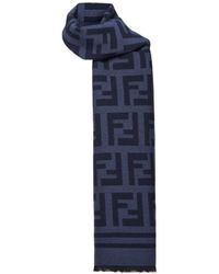 Fendi - Ff Motif Frayed-Edge Scarf - Lyst