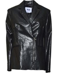 MSGM - High Shine Asymmetric-Zip Jacket - Lyst