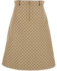 Gucci - Cotton Gg Midi Skirt - Lyst