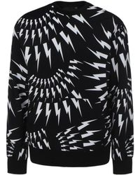 Neil Barrett - Thunderbolt-Print Cotton Sweatshirt - Lyst