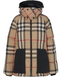 Burberry - Checked Puffer Jacket - Lyst