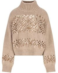 Brunello Cucinelli - Embellished Turtleneck Jumper - Lyst