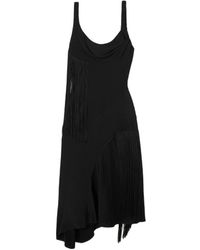 Victoria Beckham - Asymmetric Fringed Mid-Length Dress - Lyst