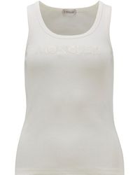 Moncler - Logo Embroidered Ribbed Tank Top - Lyst