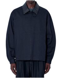 Ssstein Wool Silk Collared Zip Jacket in Black for Men | Lyst