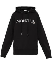 Moncler - Logo Embroidered Drawstring Hoodie - Lyst