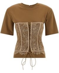 GIUSEPPE DI MORABITO - Crewneck Bustier T-Shirt - Lyst