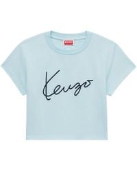KENZO - Signature' Embroidered Cropped T-Shirt - Lyst