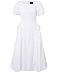 Simone Rocha - Puff-Sleeve Cotton Poplin Midi Dress - Lyst