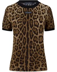 Dolce & Gabbana - Leopard Print Short-Sleeve Top - Lyst