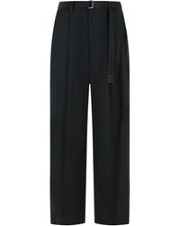 Sacai - Belted Pleated Pants - Lyst