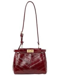 Fendi - My Peekaboo Xs Burgundy Inlaid Hagfish Leather Bag - Lyst