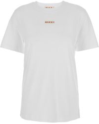 Marni - Crewneck T-Shirt With Logo Patch On The Front - Lyst