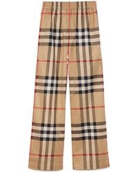 Burberry - Cotton Check Trousers - Lyst