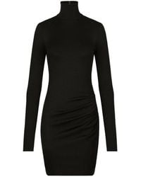 Dolce & Gabbana - Ruched Detailed Straight Hem Mini Dress - Lyst