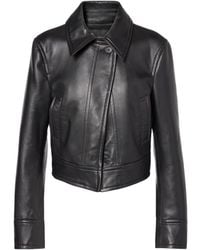 JOSEPH - Caron Cropped Long-Sleeved Leather Jacket - Lyst