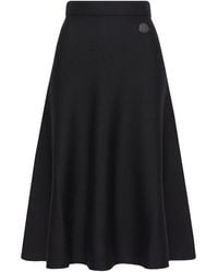 Moncler - Pleated Wool Blend Midi Skirt - Lyst