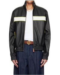CASABLANCA - Embroidered Logo Leather Jacket - Lyst