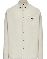 Prada - Chambray Triangle-Logo Button-Up Shirt - Lyst