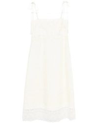 Valentino - Lace Trim Sleeveless Midi Dress - Lyst