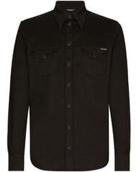 Dolce & Gabbana - Logo-Plaque Long-Sleeved Denim Shirt - Lyst