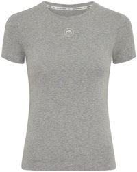 Marine Serre - Crescent Moon Embroidered Crewneck T-Shirt - Lyst