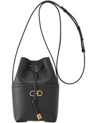Ferragamo - Gancini Logo Plaque Drawstring Tote Bag - Lyst