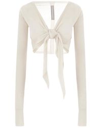 Rick Owens - Tie-Front Ribbed Cardigan - Lyst
