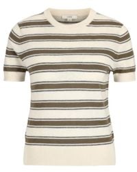 Vince - Striped Short-Sleeve Sweater - Lyst