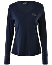 EA7 - V-Neck Long-Sleeved T-Shirt - Lyst