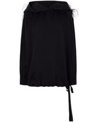 Sharon Wauchob - Feather-Trimmed Silk-Blend Hoodie - Lyst