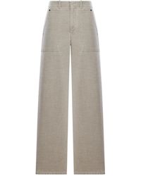 Fendi - Logo Detailed Wide-Leg Jeans - Lyst