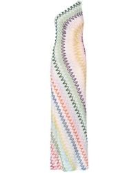 Missoni - Chevron Lamé One-Shoulder Long Dress - Lyst