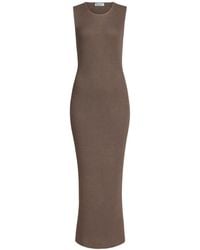 Alaïa - Silk Waffle Godet Midi Dress - Lyst