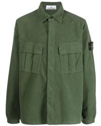 Stone Island - Logo Patch Button-Down Shirt - Lyst