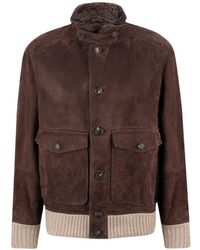 Brunello Cucinelli - High-Necked Long-Sleeved Leather Jacket - Lyst