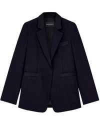 Emporio Armani - Satin Blazer With Notch Lapels And Front Pockets - Lyst