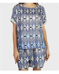 Lorena Antoniazzi - Geometric-Print Silk T-Shirt - Lyst