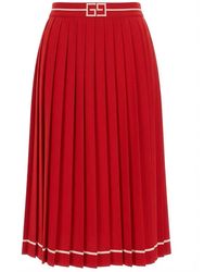 Gucci - Gg Jacquard Pleated Skirt - Lyst