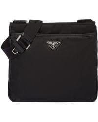 Prada - Logo Plaque Zipped Messenger Bag - Lyst