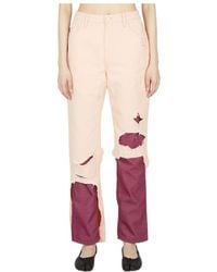 Raf Simons - High Waist Distressed Jeans - Lyst